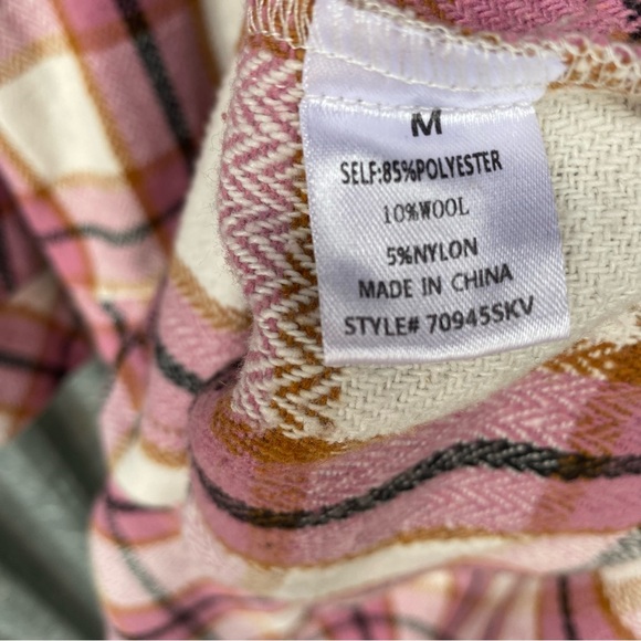 Pink Multicolor Plaid Shacket Coat Size Medium - Picture 7 of 7
